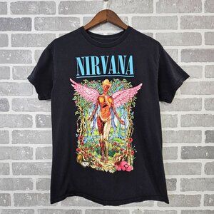 Nirvana Forest In Utero T-Shirt Men's Medium Black Graphic Short Sleeve Band Tee